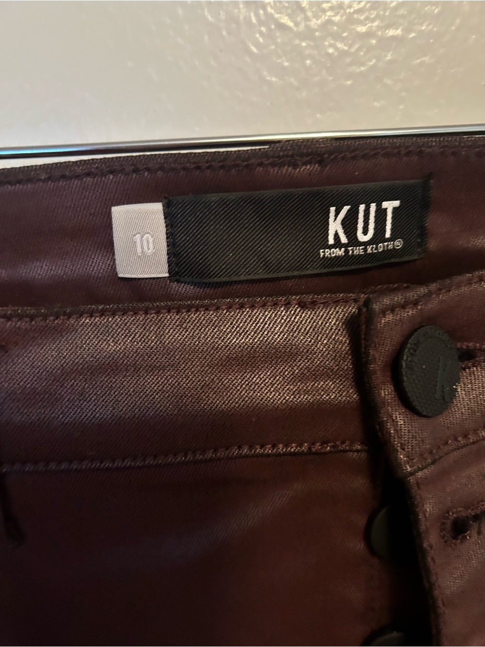 Kut from the Kloth Coated Pants in Deep Burgundy